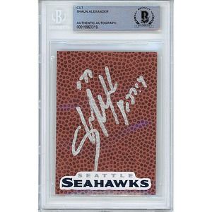 Shaun Alexander Autographed Football Cut Seattle Seahawks Beckett Authentic Slab